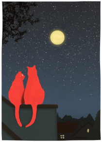 Cats Watching Moon